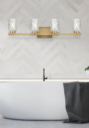 Cassie 32" 4-Light Bath Vanity Light in Satin Gold And Clear