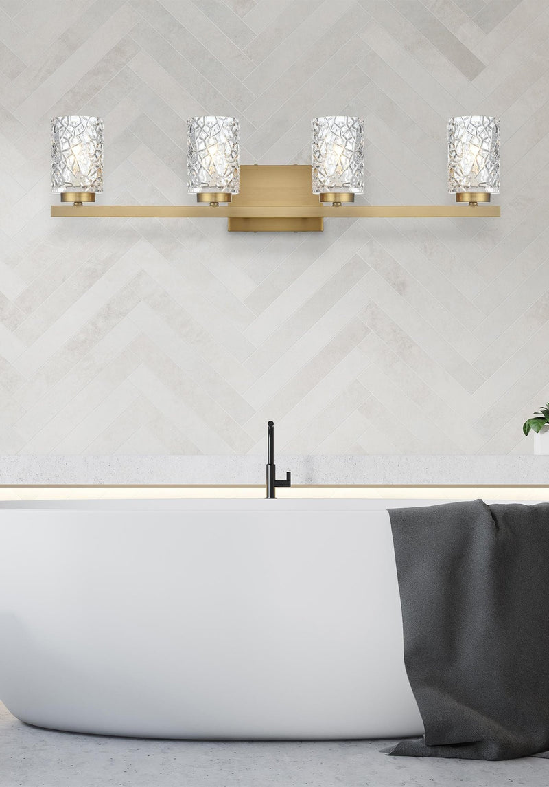 Cassie 32" 4-Light Bath Vanity Light in Satin Gold And Clear