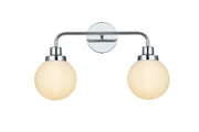 Hanson 19" 2-Light Bath Vanity Light in Chrome And Opal White