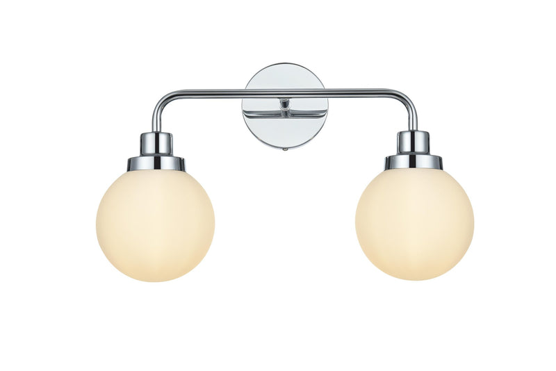 Hanson 19" 2-Light Bath Vanity Light in Chrome And Opal White