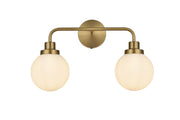 Hanson 19" 2-Light Bath Vanity Light in Satin Gold And Opal White