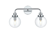 Hanson 19" 2-Light Bath Vanity Light in Chrome And Clear