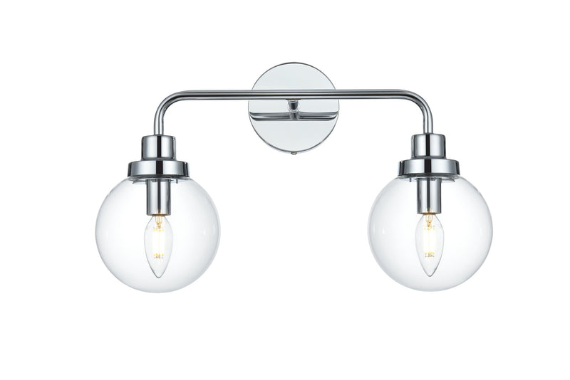 Hanson 19" 2-Light Bath Vanity Light in Chrome And Clear