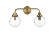 Hanson 19" 2-Light Bath Vanity Light in Satin Gold And Clear