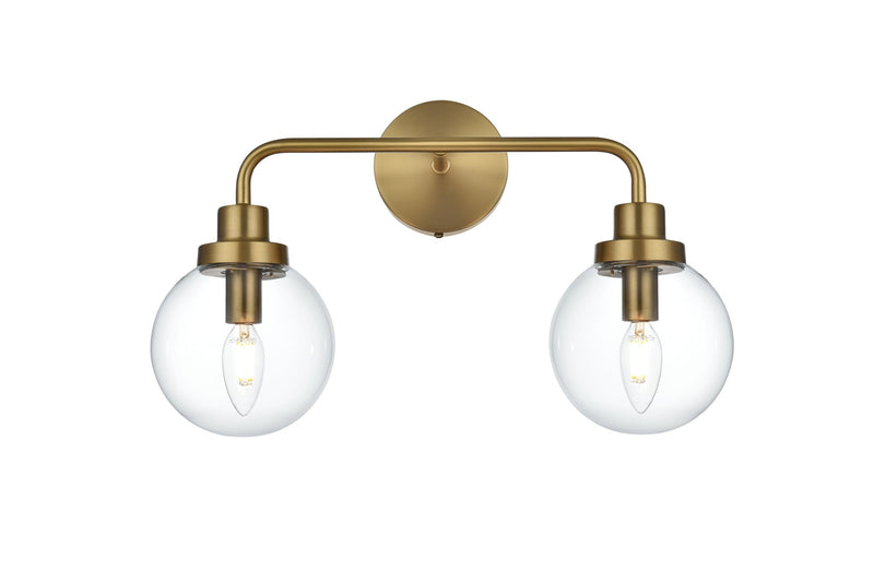 Hanson 19" 2-Light Bath Vanity Light in Satin Gold And Clear
