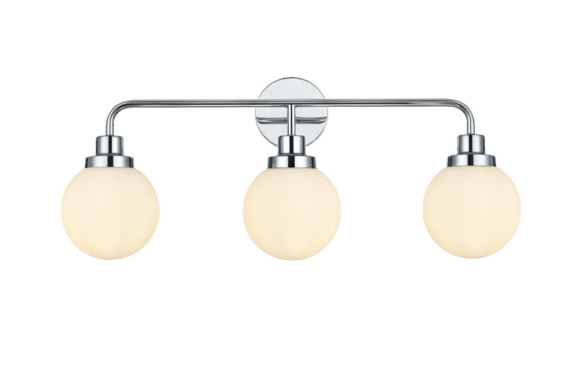 Hanson 28" 3-Light Bath Vanity Light in Chrome And Opal White