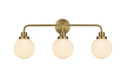 Hanson 28" 3-Light Bath Vanity Light in Satin Gold And Opal White