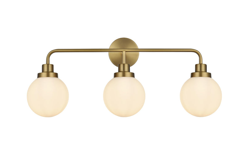 Hanson 28" 3-Light Bath Vanity Light in Satin Gold And Opal White