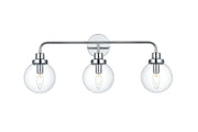 Hanson 28" 3-Light Bath Vanity Light in Chrome And Clear
