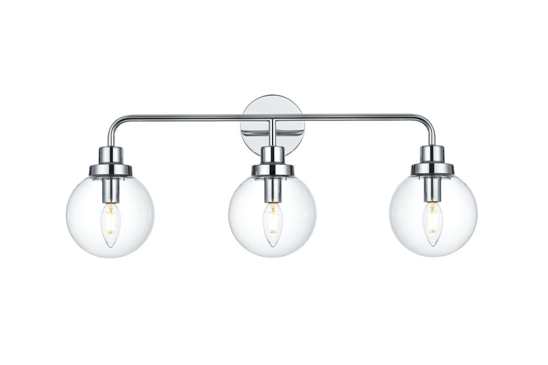 Hanson 28" 3-Light Bath Vanity Light in Chrome And Clear