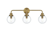 Hanson 28" 3-Light Bath Vanity Light in Satin Gold And Clear