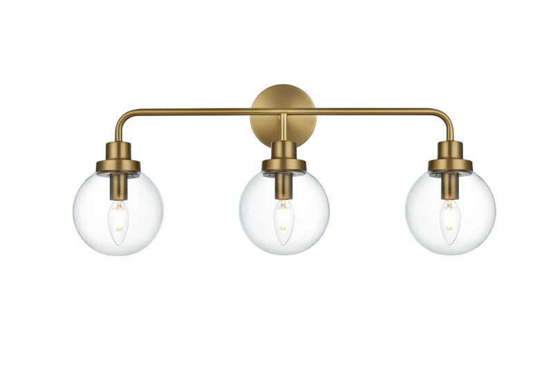 Hanson 28" 3-Light Bath Vanity Light in Satin Gold And Clear