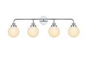 Hanson 37" 4-Light Opal Glass Bath Vanity Light in Chrome And Opal White