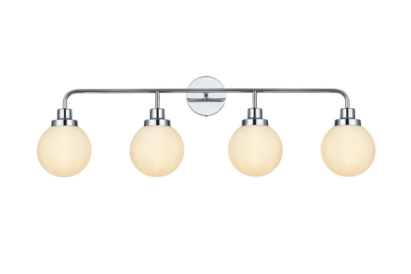 Hanson 37" 4-Light Opal Glass Bath Vanity Light in Chrome And Opal White