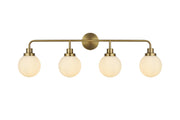 Hanson 37" 4-Light Opal Glass Bath Vanity Light in Satin Gold And Opal White