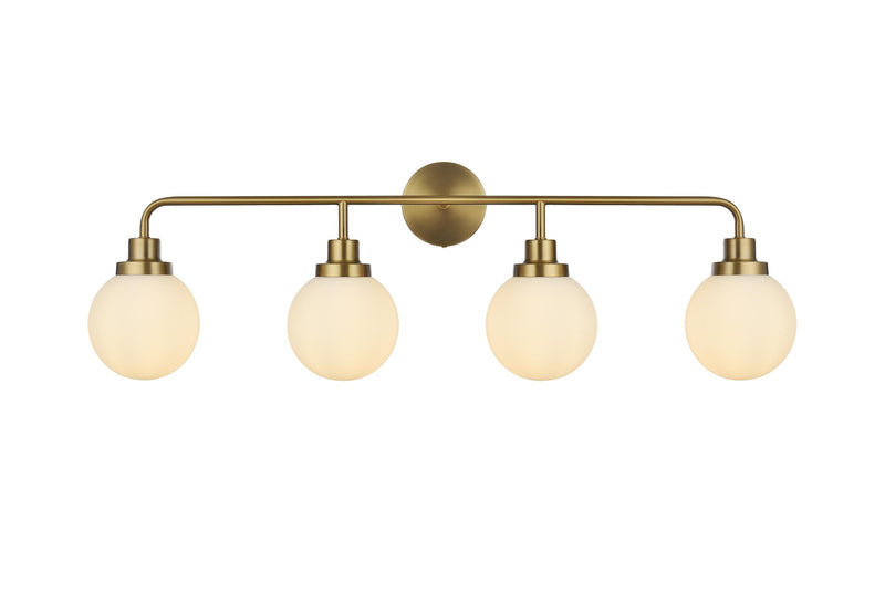 Hanson 37" 4-Light Opal Glass Bath Vanity Light in Satin Gold And Opal White