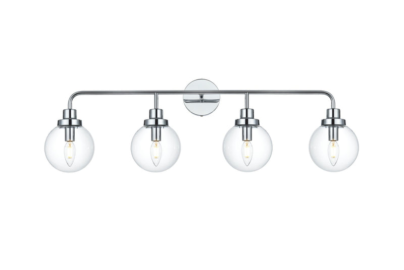 Hanson 37" 4-Light Clear Glass Bath Vanity Light LD7037W38 in Chrome And Clear