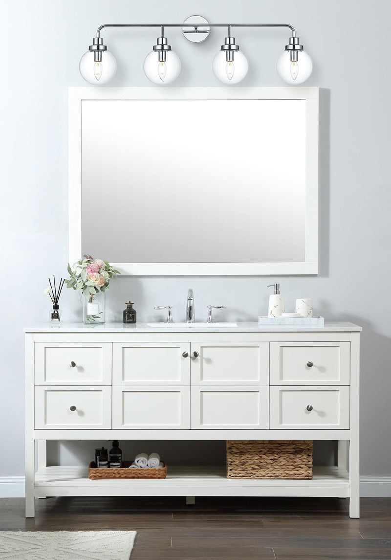 Hanson 37" 4-Light Clear Glass Bath Vanity Light LD7037W38 in Chrome And Clear