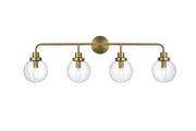 Hanson 37" 4-Light Clear Glass Bath Vanity Light LD7037W38 in Satin Gold And Clear
