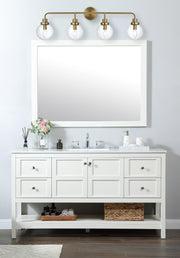 Hanson 37" 4-Light Clear Glass Bath Vanity Light LD7037W38 in Satin Gold And Clear