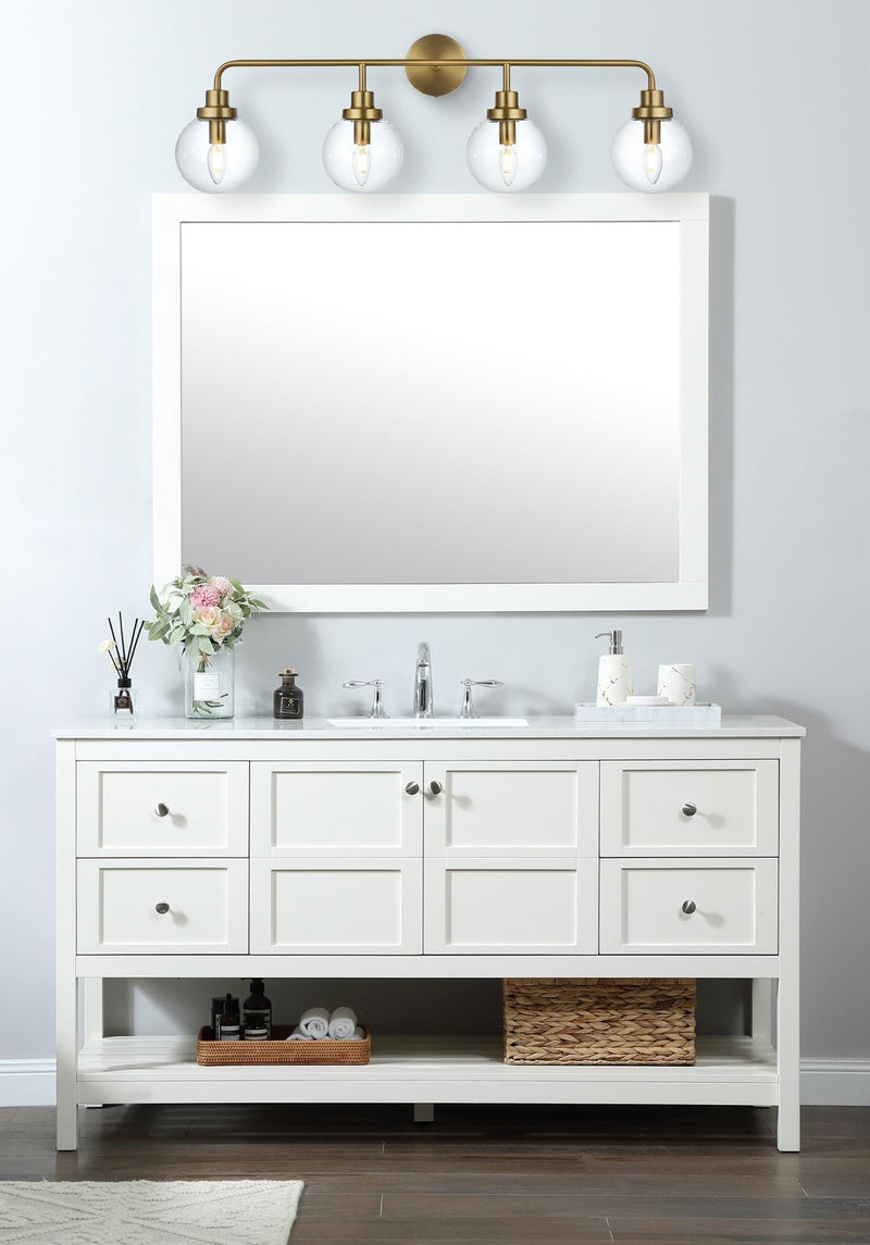 Hanson 37" 4-Light Clear Glass Bath Vanity Light LD7037W38 in Satin Gold And Clear