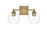 Foster 16" 2-Light Bath Vanity Light in Satin Gold And Clear