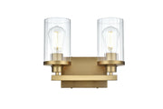 Saanvi 2-Light 12" Bath Vanity Light in Satin Gold And Clear