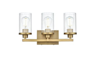 Saanvi 3-Light 18" Bath Vanity Light in Satin Gold And Clear