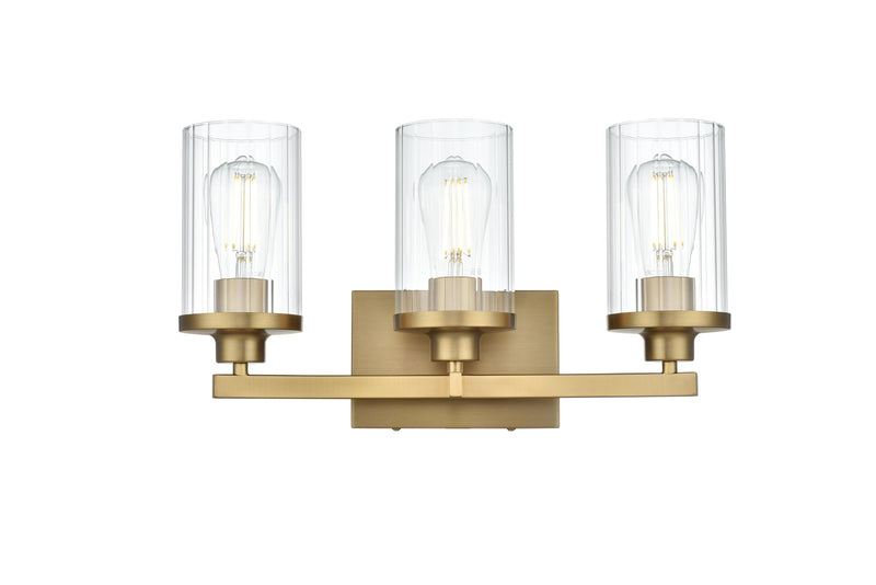 Saanvi 3-Light 18" Bath Vanity Light in Satin Gold And Clear