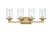 Saanvi 4-Light 25" Bath Vanity Light in Satin Gold And Clear