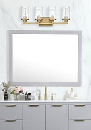 Saanvi 4-Light 25" Bath Vanity Light in Satin Gold And Clear