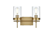 Benny 2-Light Bath Vanity Light in Satin Gold And Clear