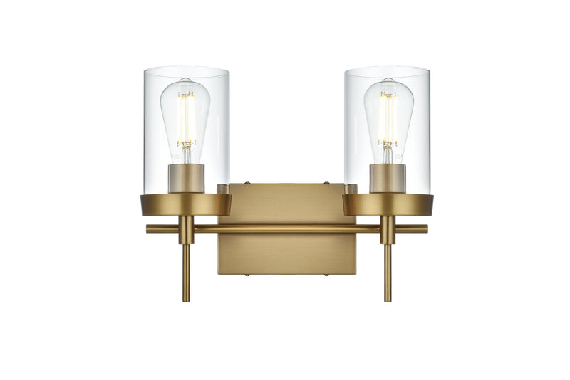 Benny 2-Light Bath Vanity Light in Satin Gold And Clear
