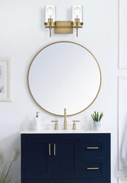 Benny 2-Light Bath Vanity Light in Satin Gold And Clear