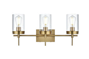 Benny 3-Light Bath Vanity Light in Satin Gold And Clear