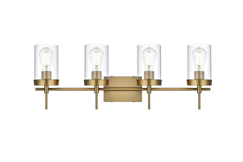 Benny 4-Light Bath Vanity Light in Satin Gold And Clear