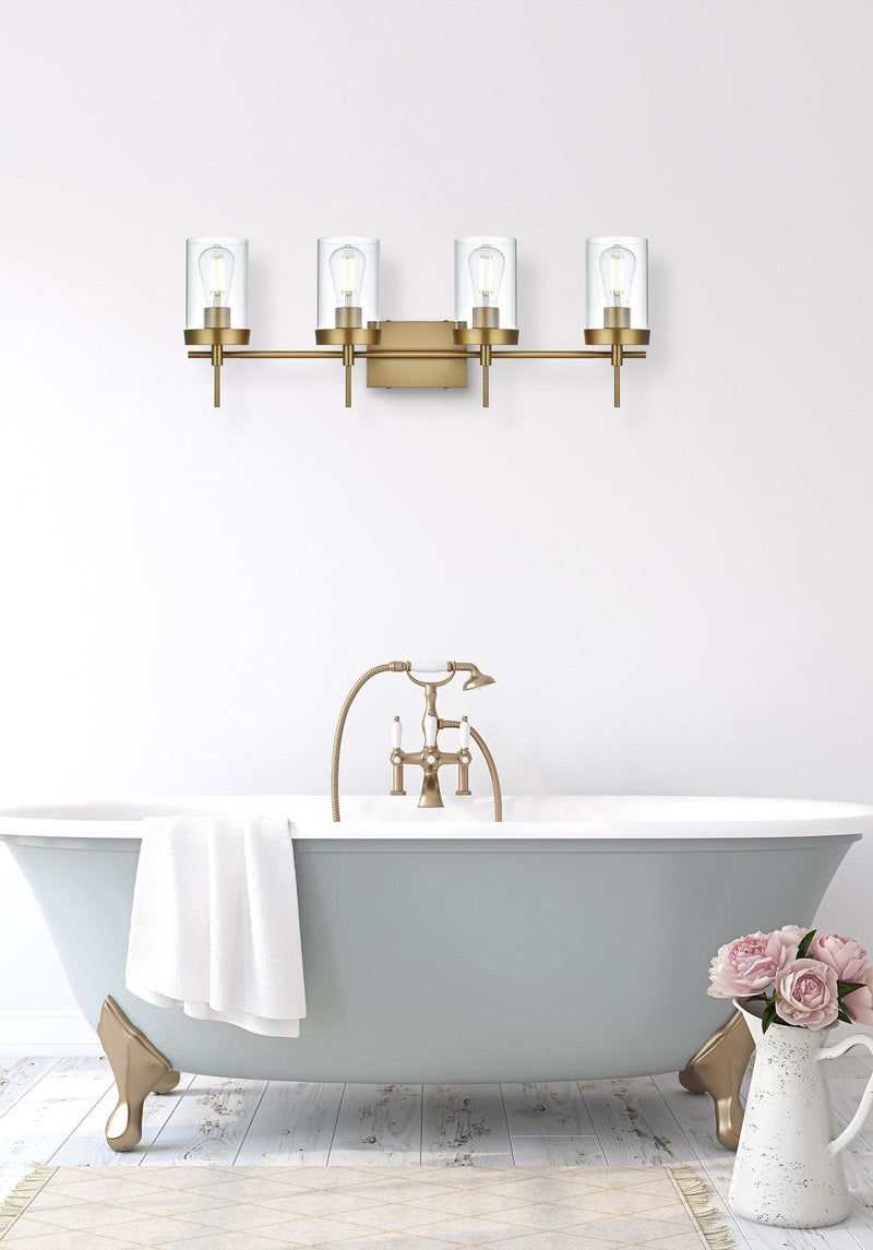 Benny 4-Light Bath Vanity Light in Satin Gold And Clear