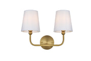 Colson 16" 2-Light Bath Vanity Light in Satin Gold And White