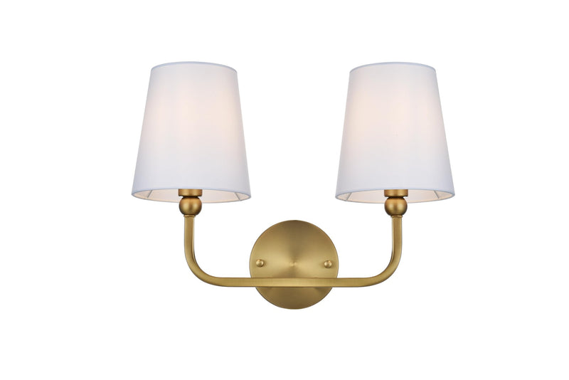 Colson 16" 2-Light Bath Vanity Light in Satin Gold And White