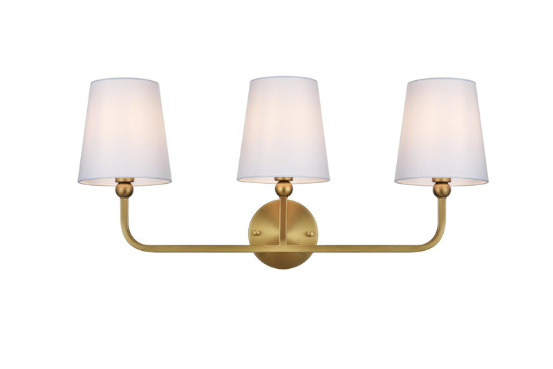 Colson 26" 3-Light Bath Vanity Light in Satin Gold And White