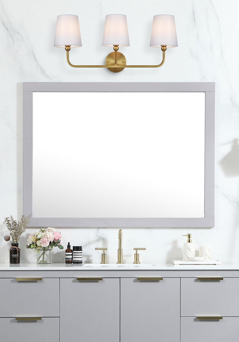 Colson 26" 3-Light Bath Vanity Light in Satin Gold And White