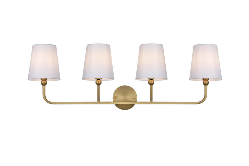 Colson 36" 4-Light Bath Vanity Light in Satin Gold And White