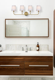 Colson 36" 4-Light Bath Vanity Light in Satin Gold And White