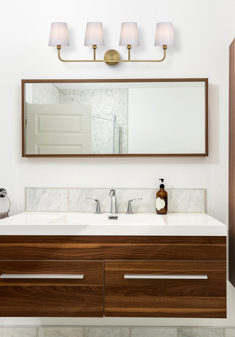 Colson 36" 4-Light Bath Vanity Light in Satin Gold And White