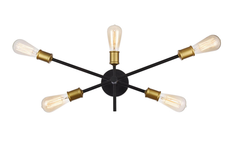 Axel 5-Light Wall Sconce in Black And Brass