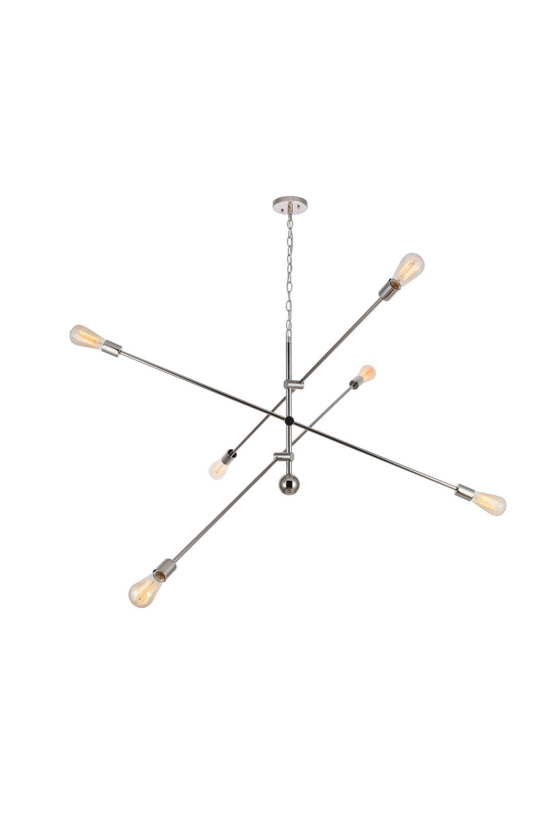 Axel 6-Light 55" Chandelier in Polished Nickel