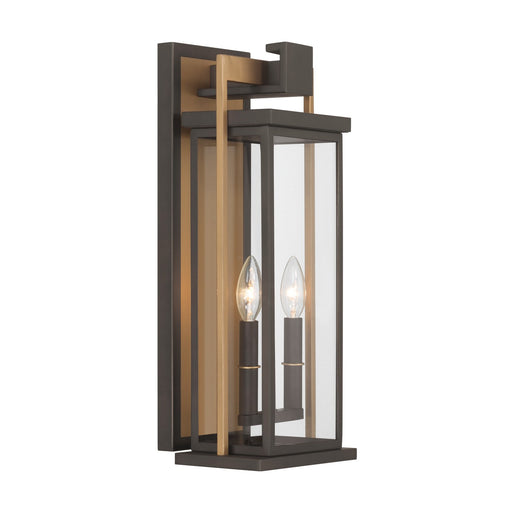 Lendel 2 Light 8" Outdoor Sconce in Twilight Bronze + Textured Gold