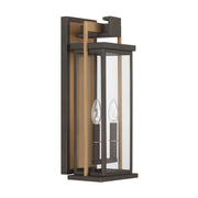 Lendel 2 Light 8" Outdoor Sconce in Twilight Bronze + Textured Gold
