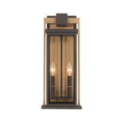Lendel 2 Light 8" Outdoor Sconce in Twilight Bronze + Textured Gold