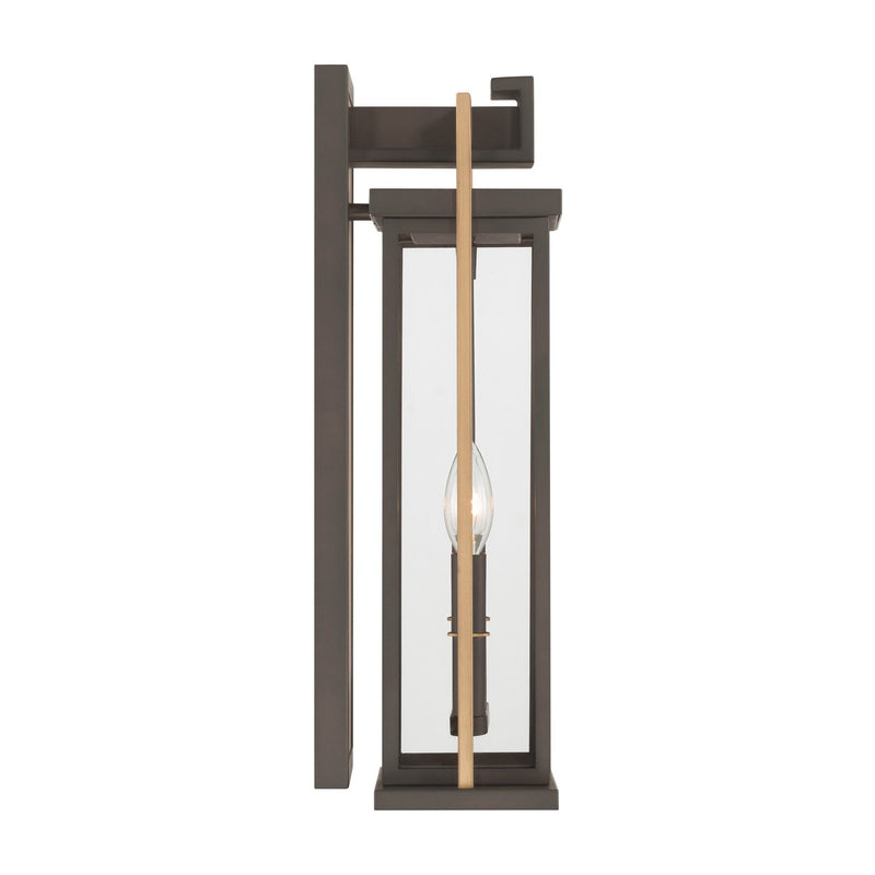 Lendel 2 Light 8" Outdoor Sconce in Twilight Bronze + Textured Gold